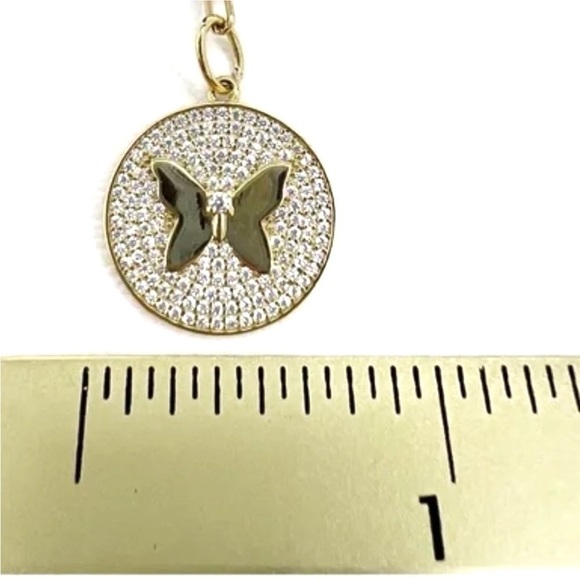 Butterfly Necklace Isabella M. Cubic Zirconia Gold Plated Medallion 16-18” NWT - Picture 3 of 9
